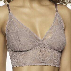 Felina Women's Finesse Lace Cami Bralette Mink S/M NWT